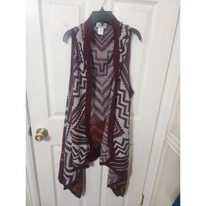Catherines Sweater Open Front Vest Long Zig Zag Size 3x NWT